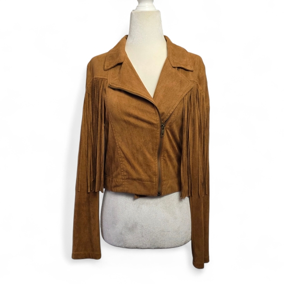 Flying Tomato Tan Leather Jacket with Fringe - Picture 2 of 8